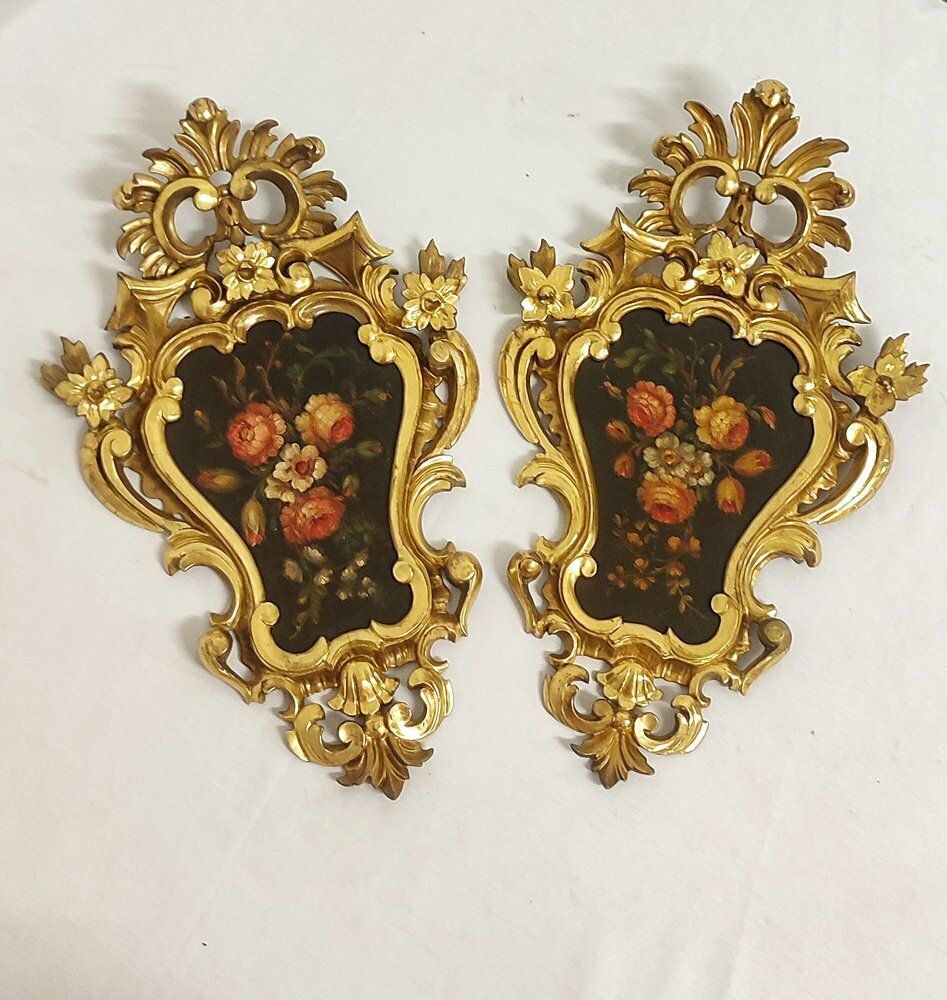 French Oil Painted Panels, 1930s, Set Of 2