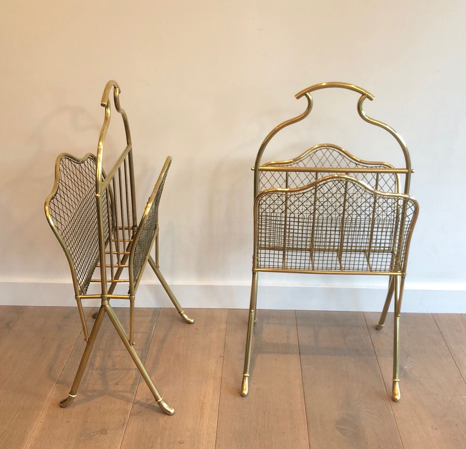 Pair Of Brass Magazine Racks Attributed To Maison Jansen photo furniture