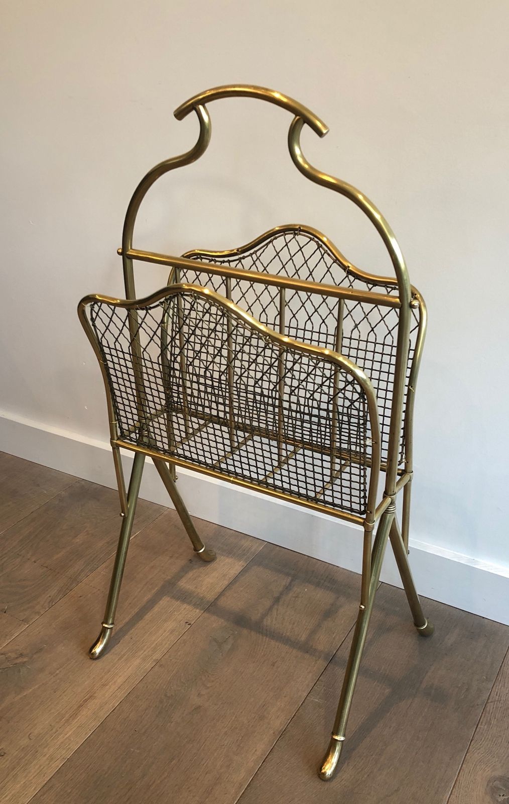 Home Decor Pair Of Brass Magazine Racks Attributed To Maison Jansen photo