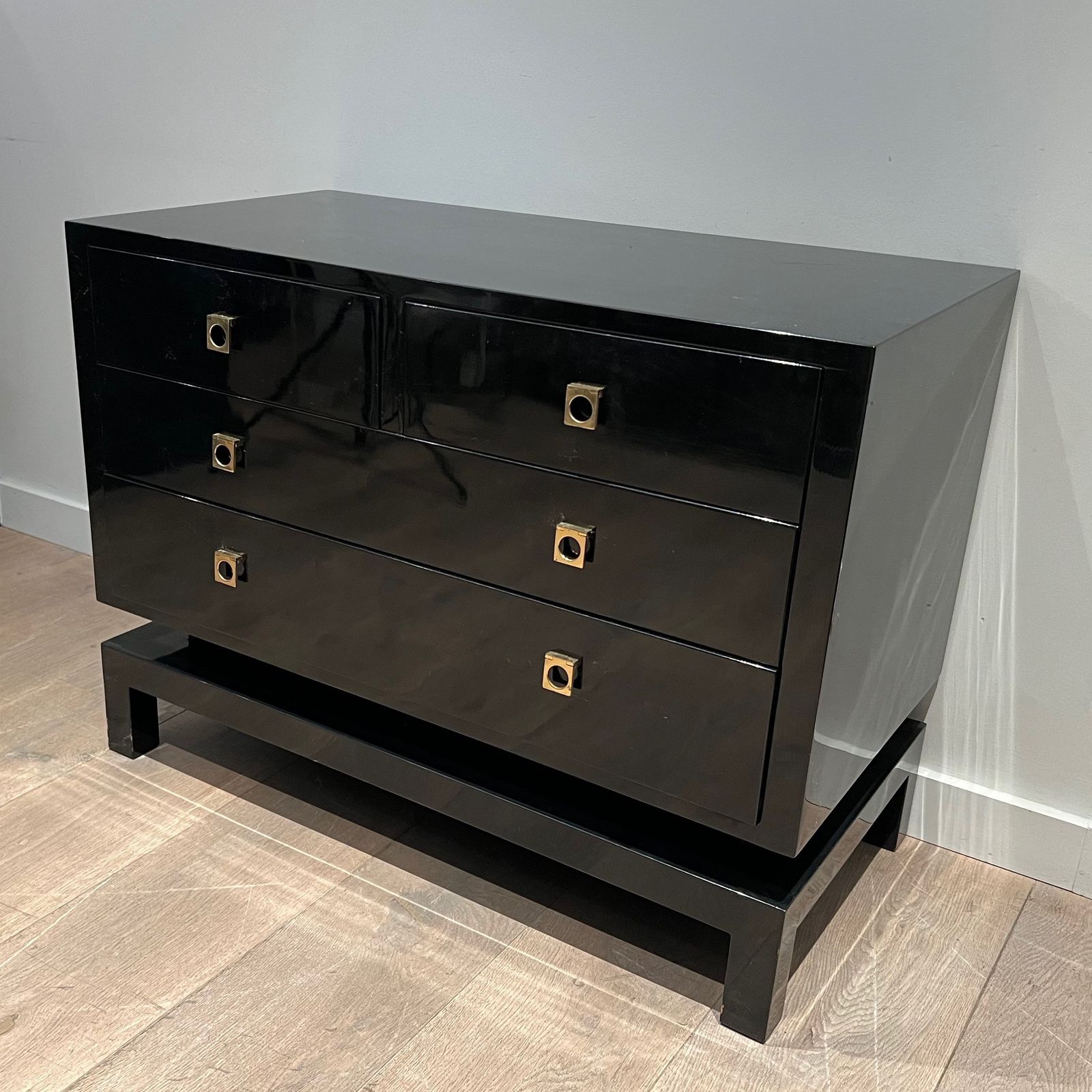 Black Lacquered Chest Of Drawers By Guy Lefèvre For Maison Jansen photo for sale