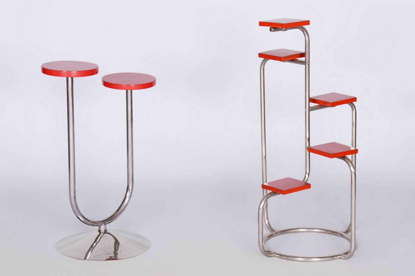 Restored Bauhaus Chrome Flower Stand, Robert Slezak, Czechia, 1930s photo vinterior