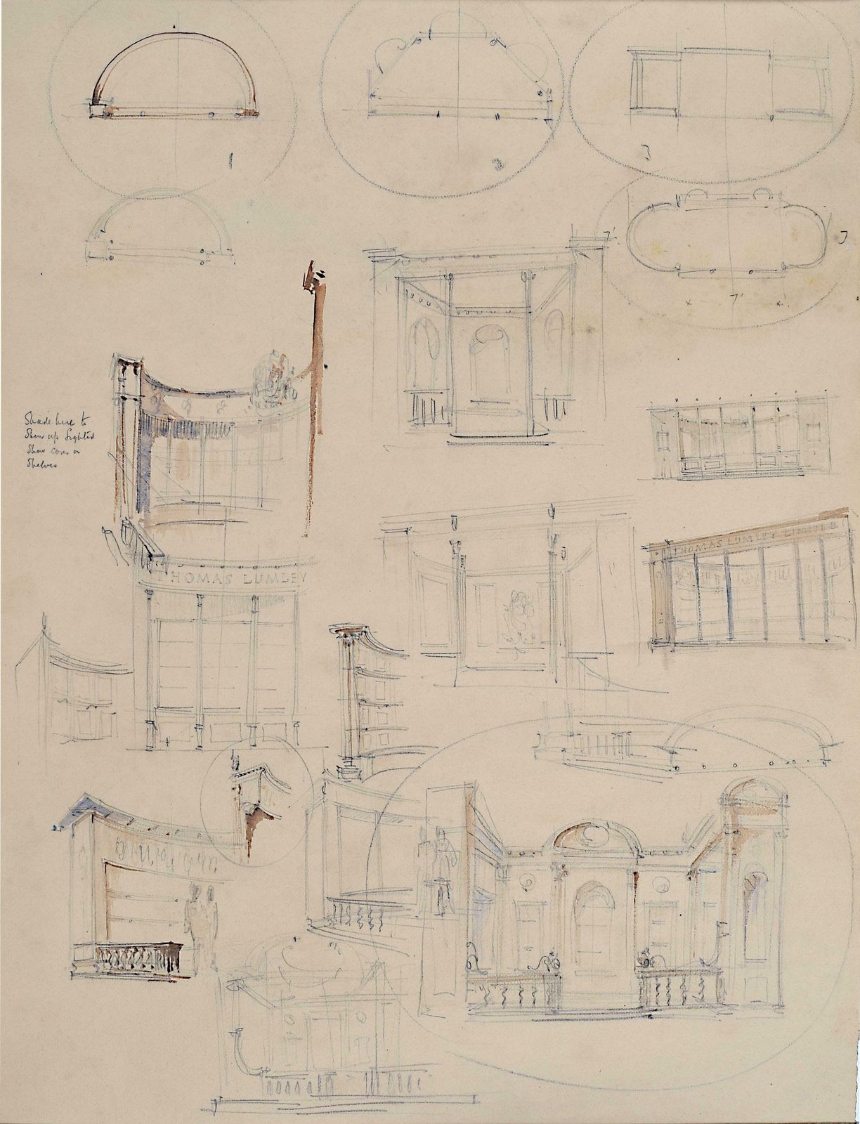 Louis Osman Louis Osman Friba Thomas Lumley Castle Architectural Sketches C. 1960s photo 450.0