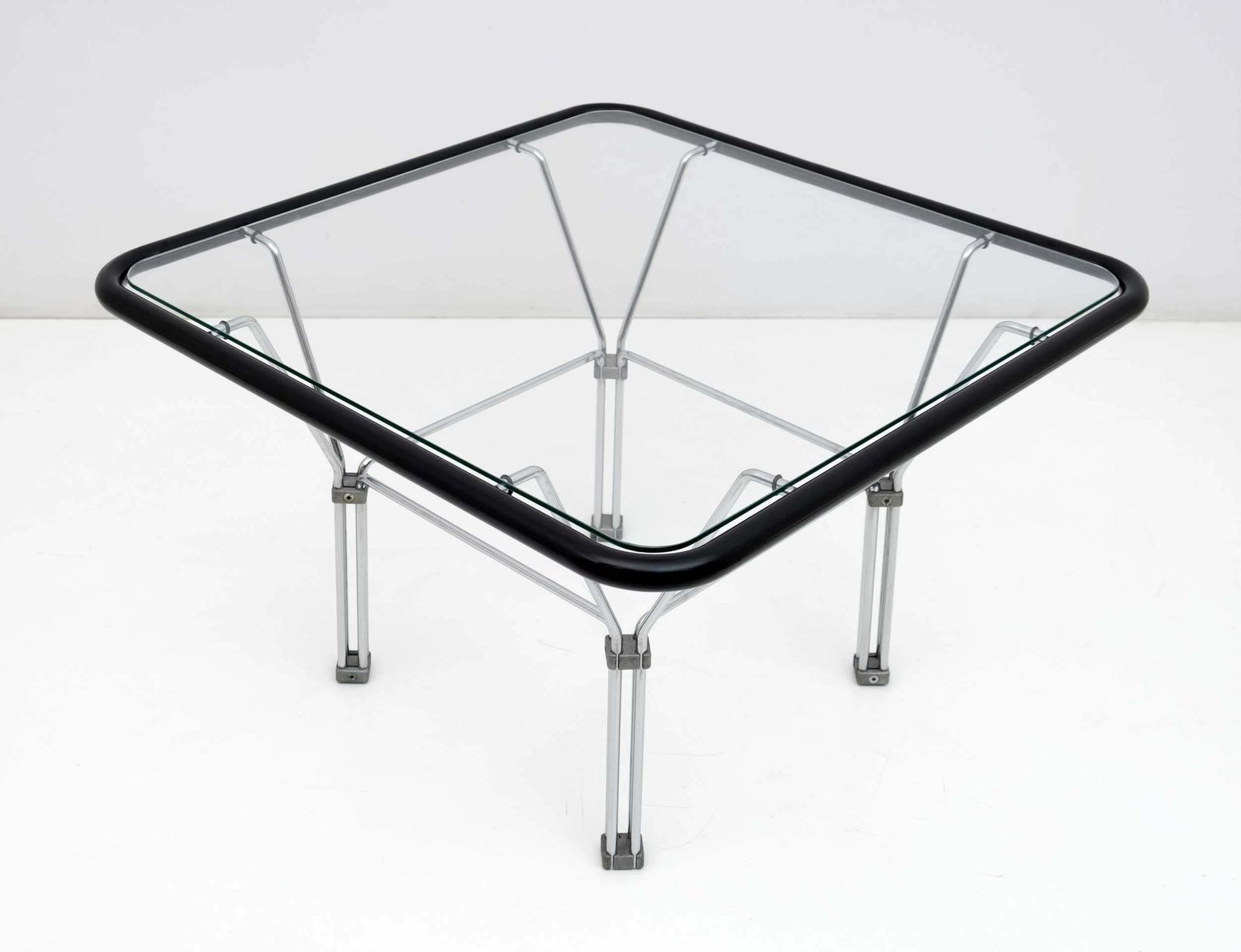 Attributed Niels Bendtsen Post Modern Crystal And Steel Coffee Table, 1970s photo Furniture