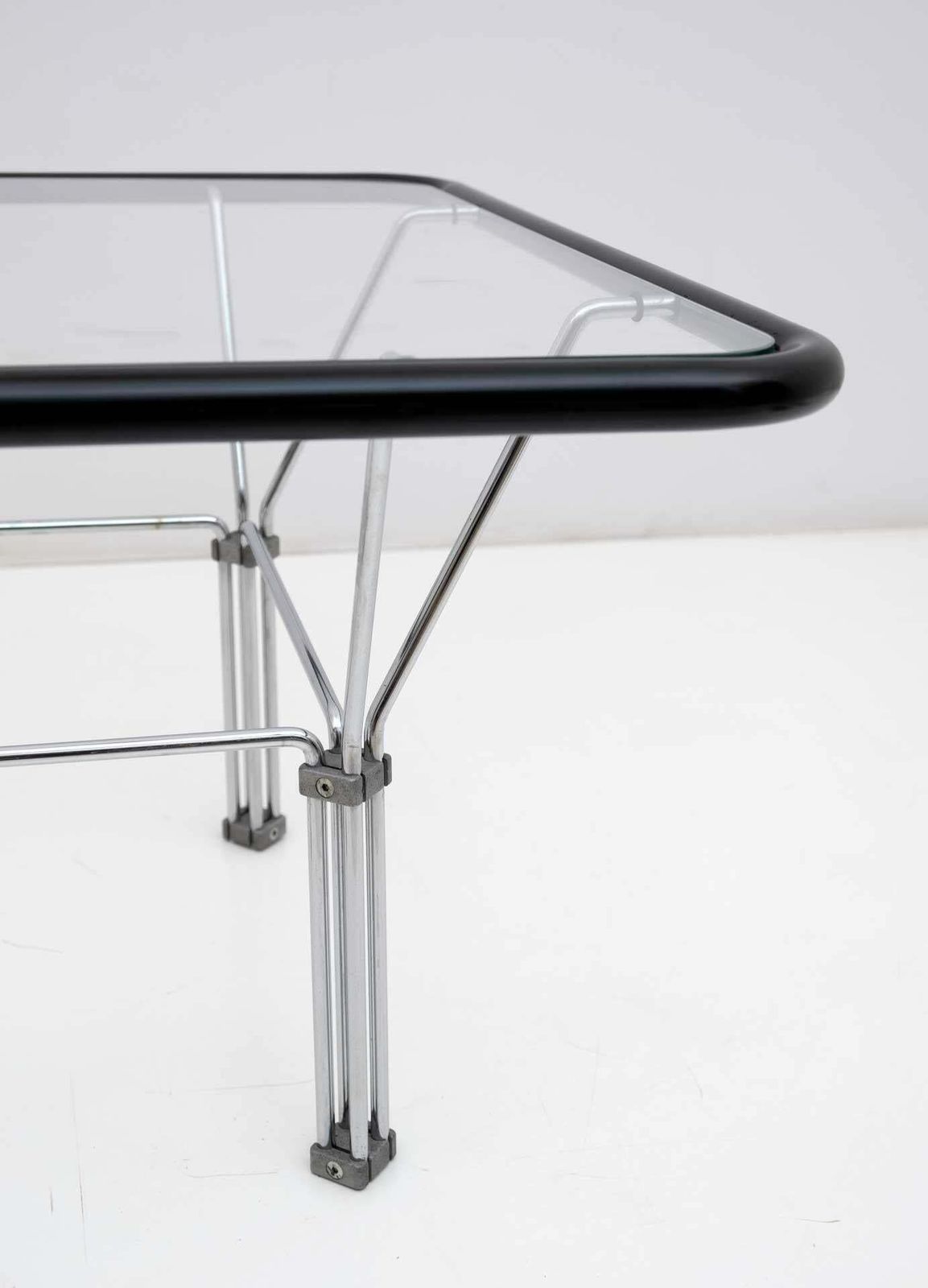 Attributed Niels Bendtsen Post Modern Crystal And Steel Coffee Table, 1970s photo vinterior