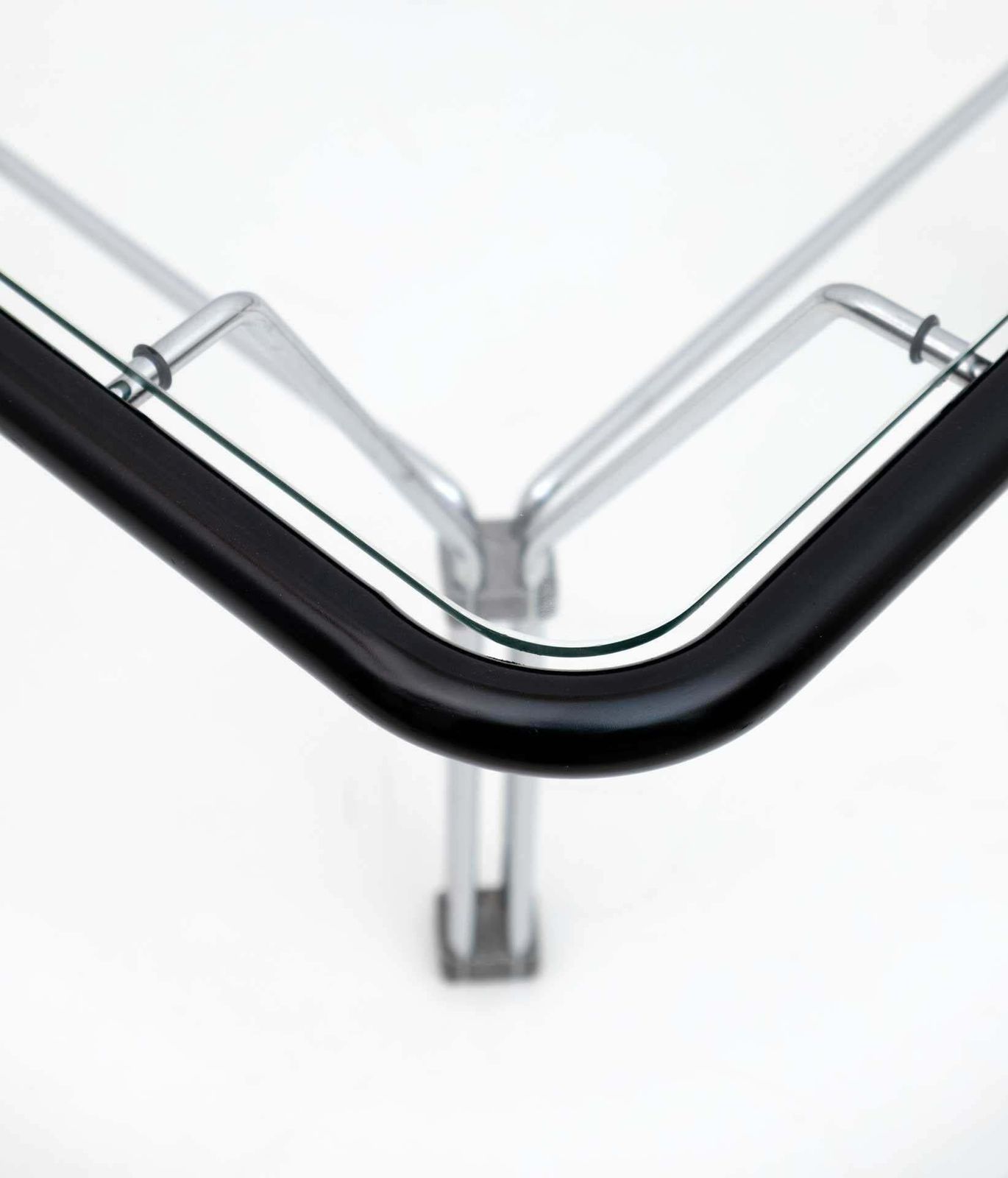 photo furniture Attributed Niels Bendtsen Post Modern Crystal And Steel Coffee Table, 1970s