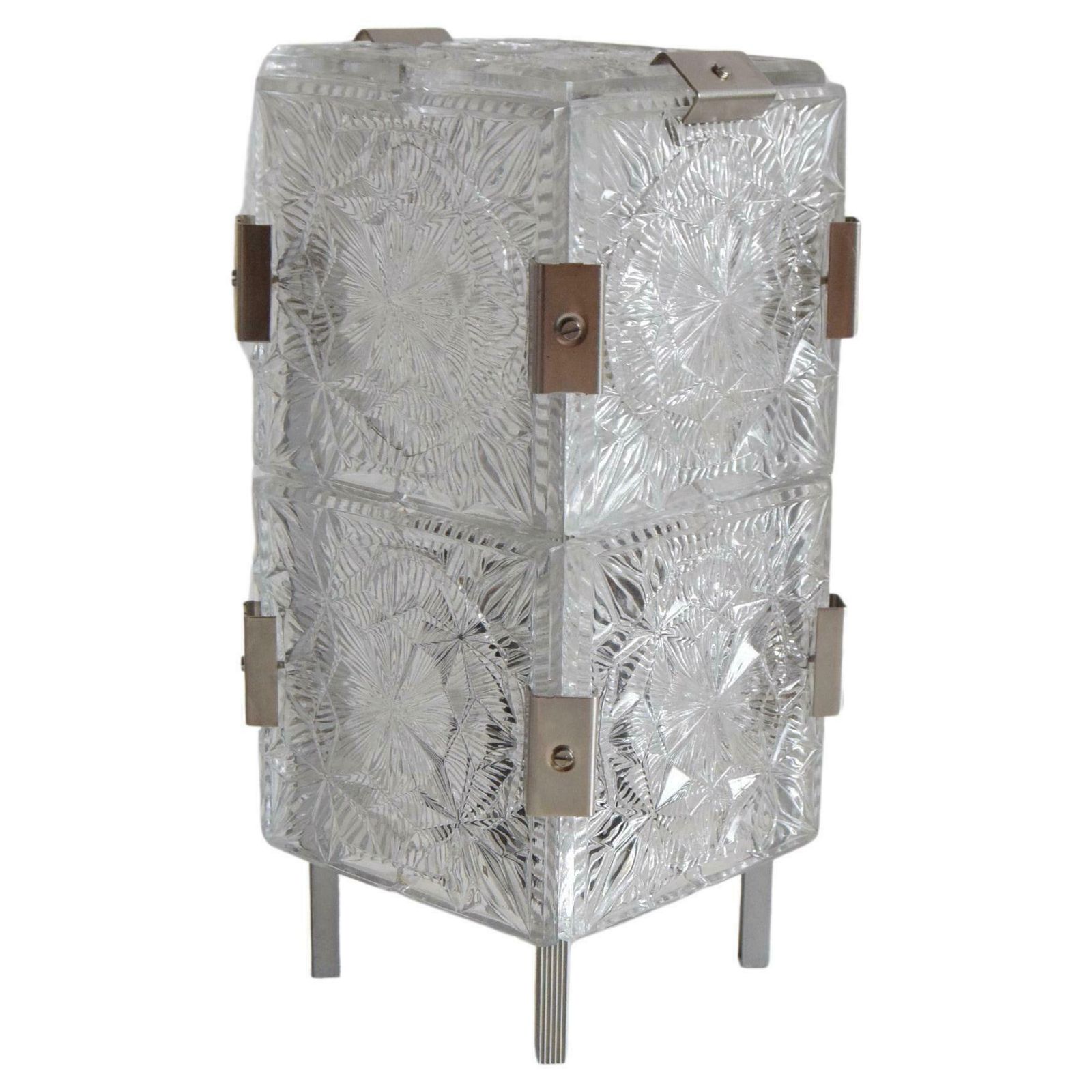 Vintage Rare Glass Table Lamp By Josef Hejtman For Kamenicky Senov, 1960's.