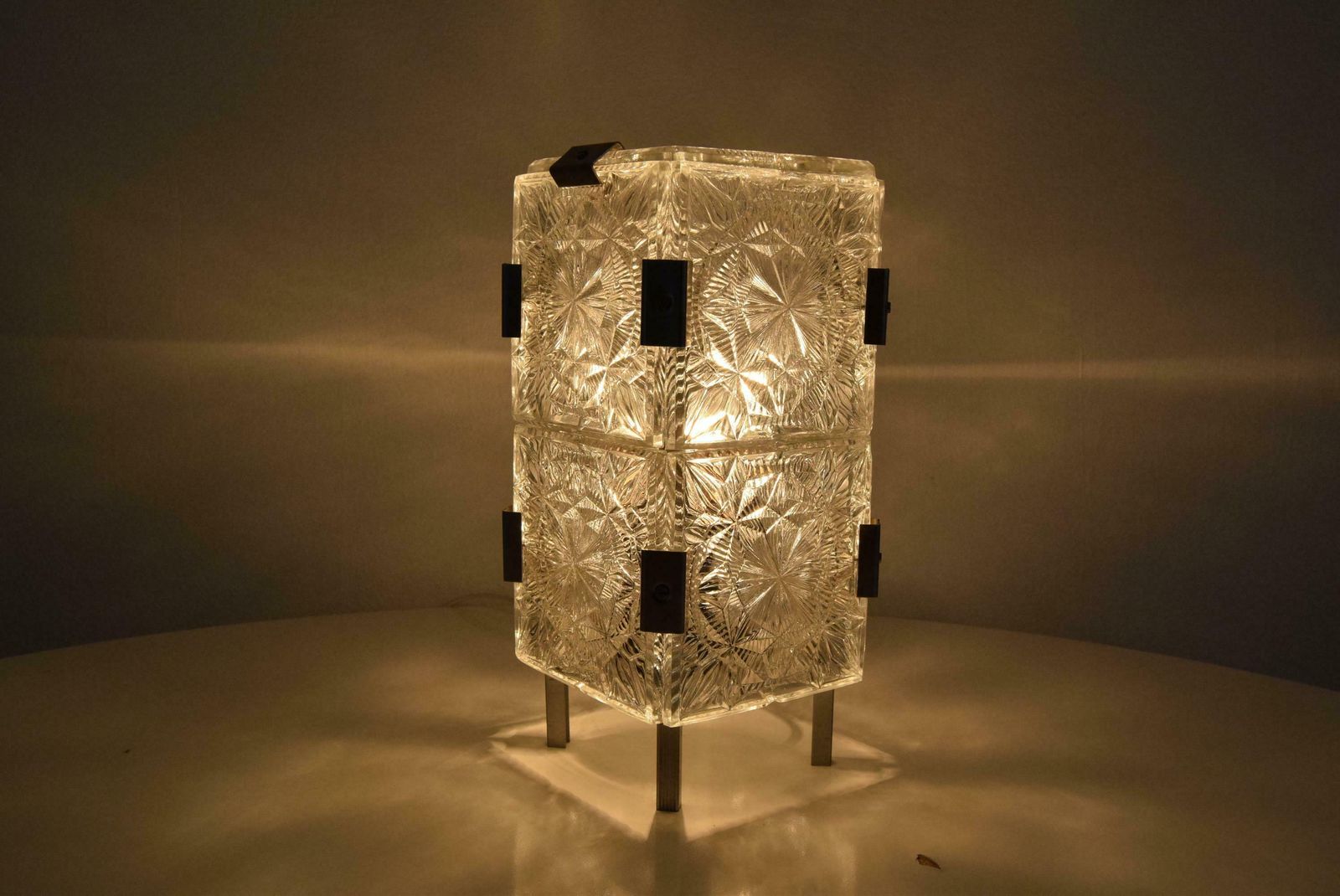 photo vinterior Vintage Rare Glass Table Lamp By Josef Hejtman For Kamenicky Senov, 1960's.
