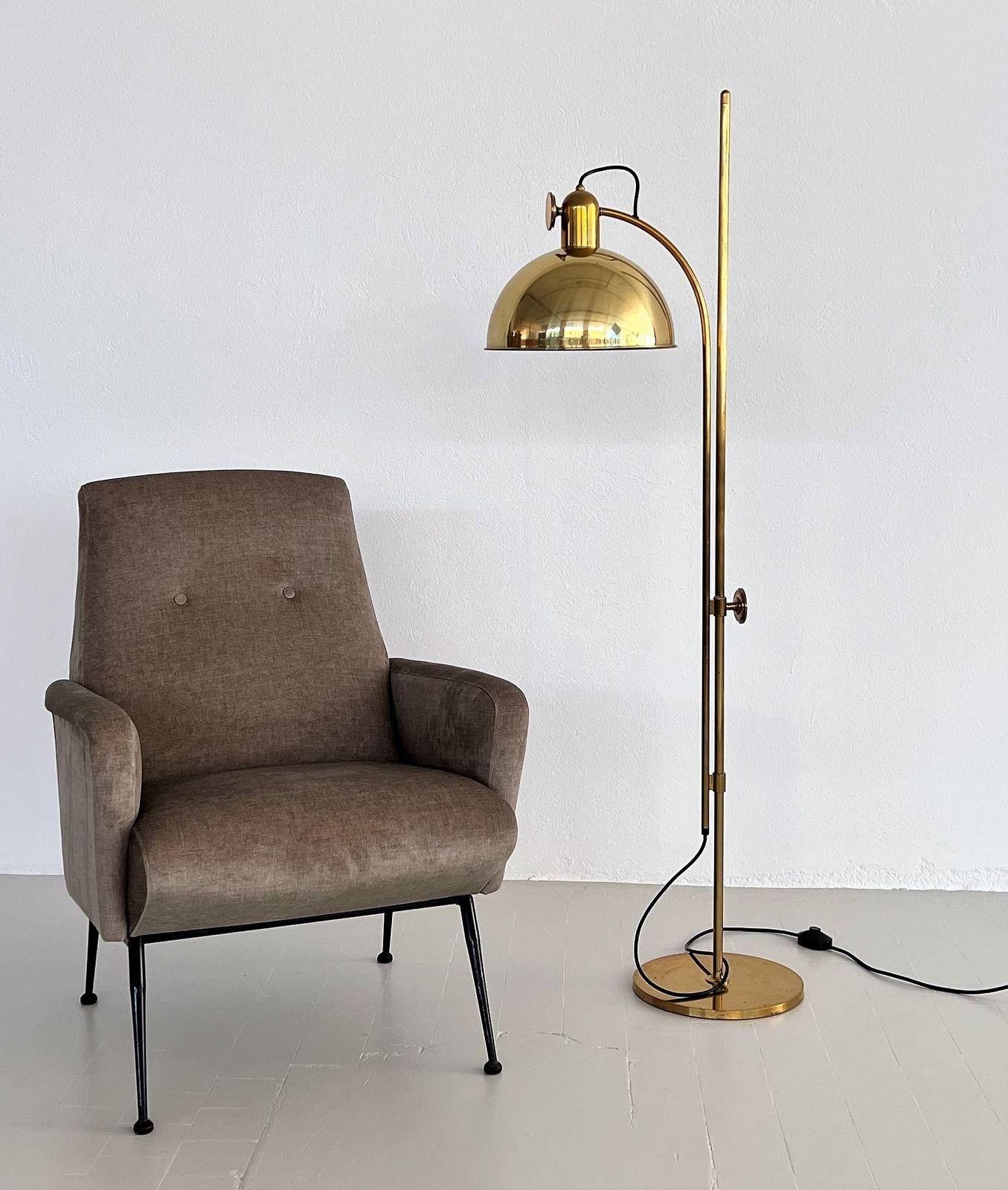 Florian Schulz Mid Century Adjustable Floor Lamp In Full Brass, 1970s photo furniture