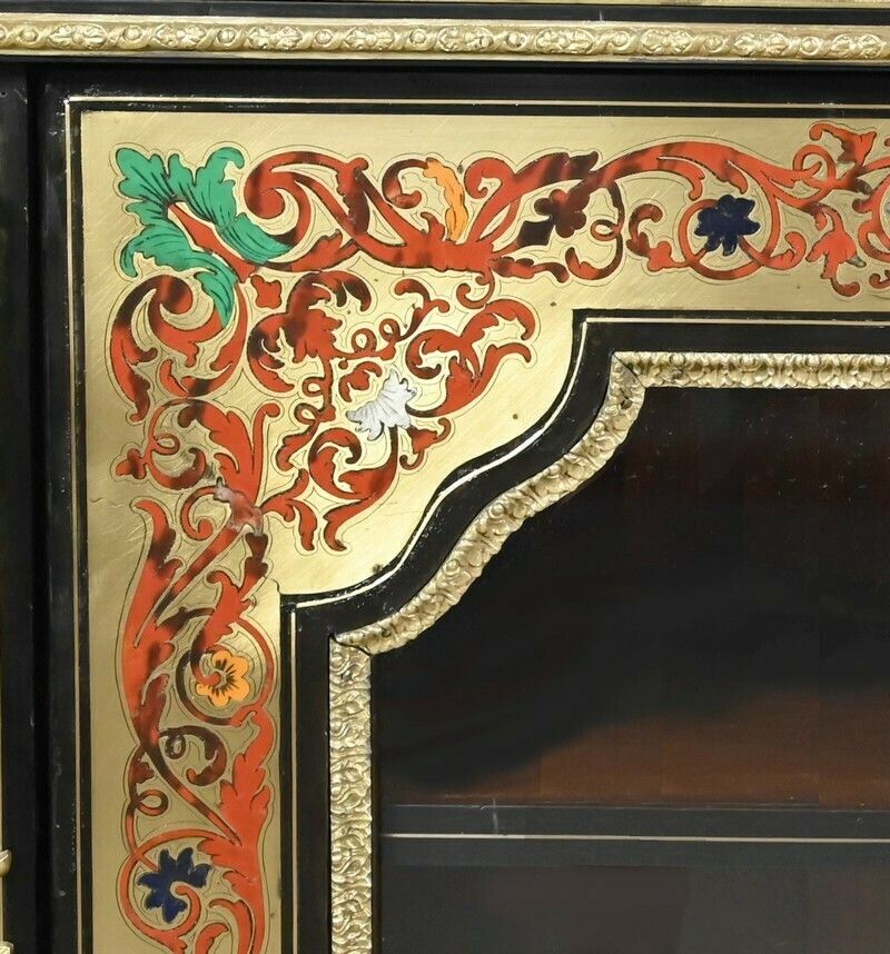 photo vintage Small Showcase In Brass And Blackened Pear Tree, Napoleon III Period   Mid 19th Century