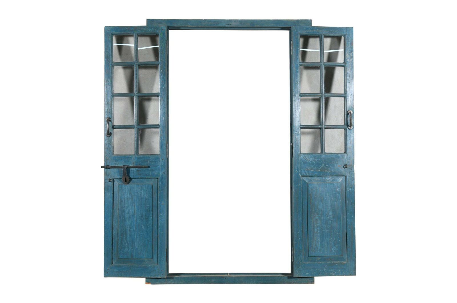 Vintage Antique Indian Teak Wood Pair Of Doors And Frame Handcrafted Architectural Salvage photo for sale