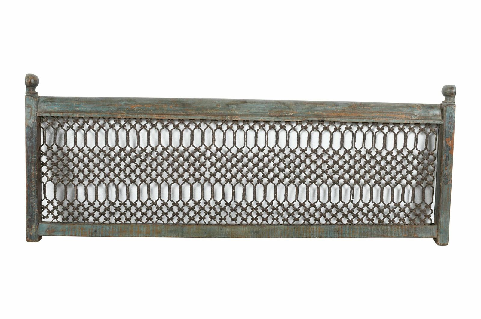 Exquisite Antique Indian Teak Wood And Iron Bannister   Vintage Architectural Salvage, Handcrafted Artistry
