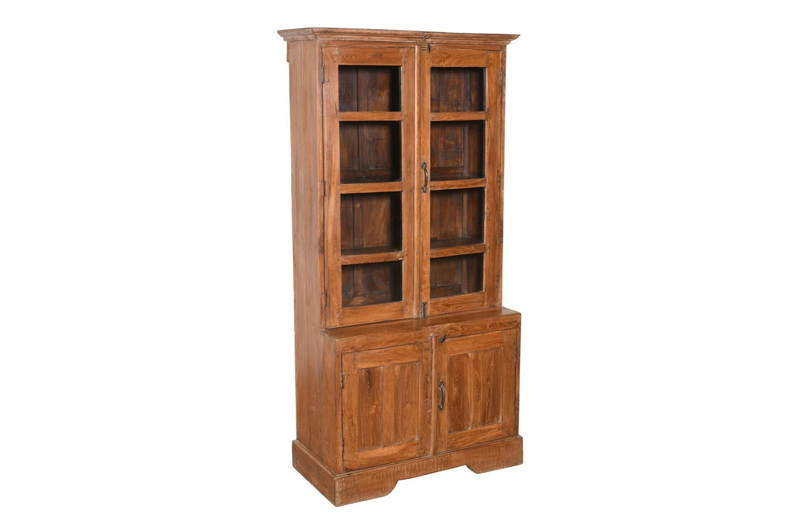 Vintage Antique Indian Teak Wood Library Cabinet | Handcrafted Rustic Bookcase | Vintage Home Office Decor photo Furniture