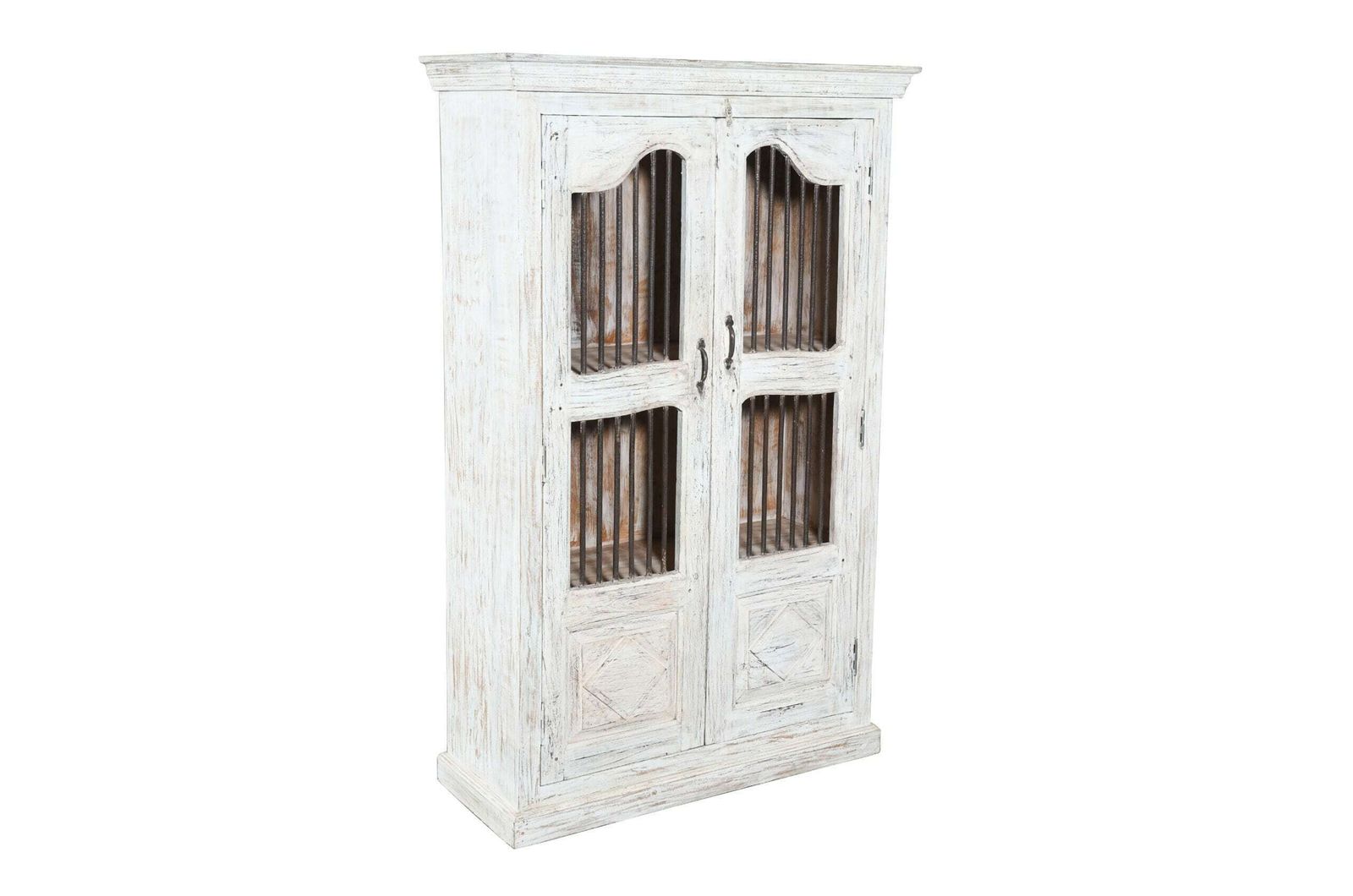 Authentic Indian Teak Wood Reclaimed Pinjara Cupboard   Vintage Storage Furniture, Handcrafted Artistry