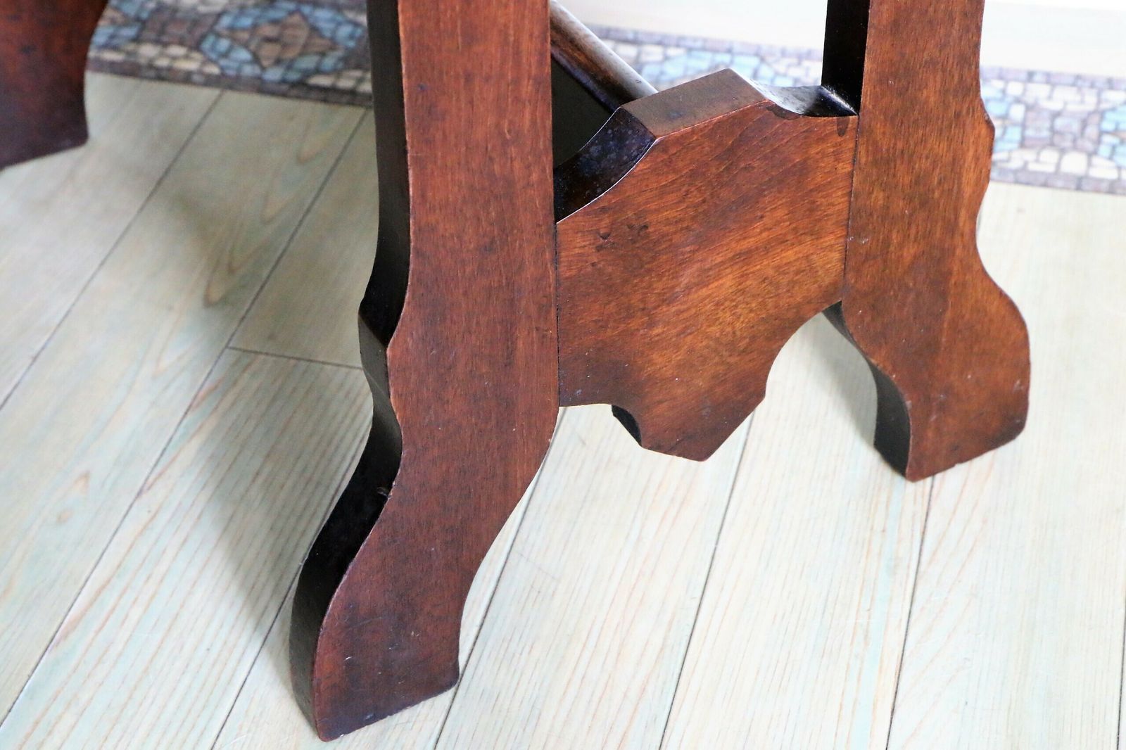 Antique English Church Organ Piano Stool Solid Oak Early 20th Century photo buy