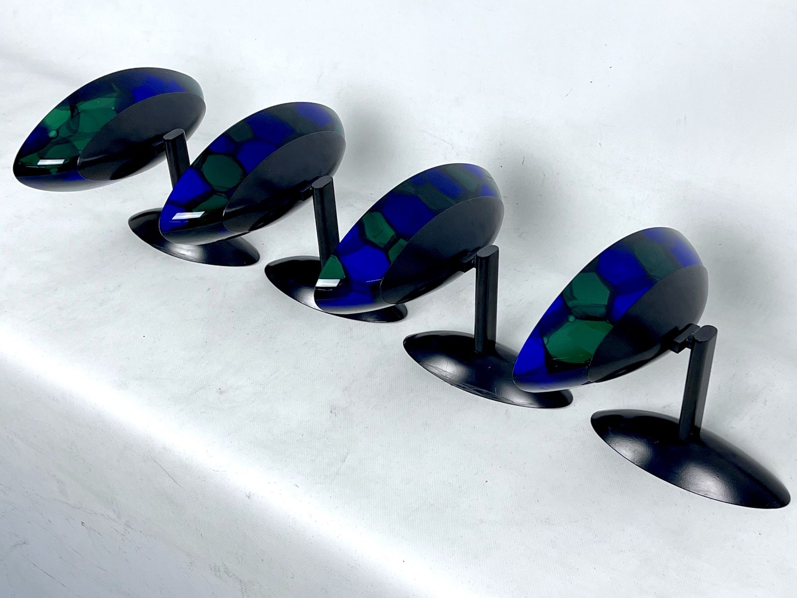 photo for sale Ottavio Missoni, Four Large Wall Lamps In Murano Glass And Metal. Italy 1980s