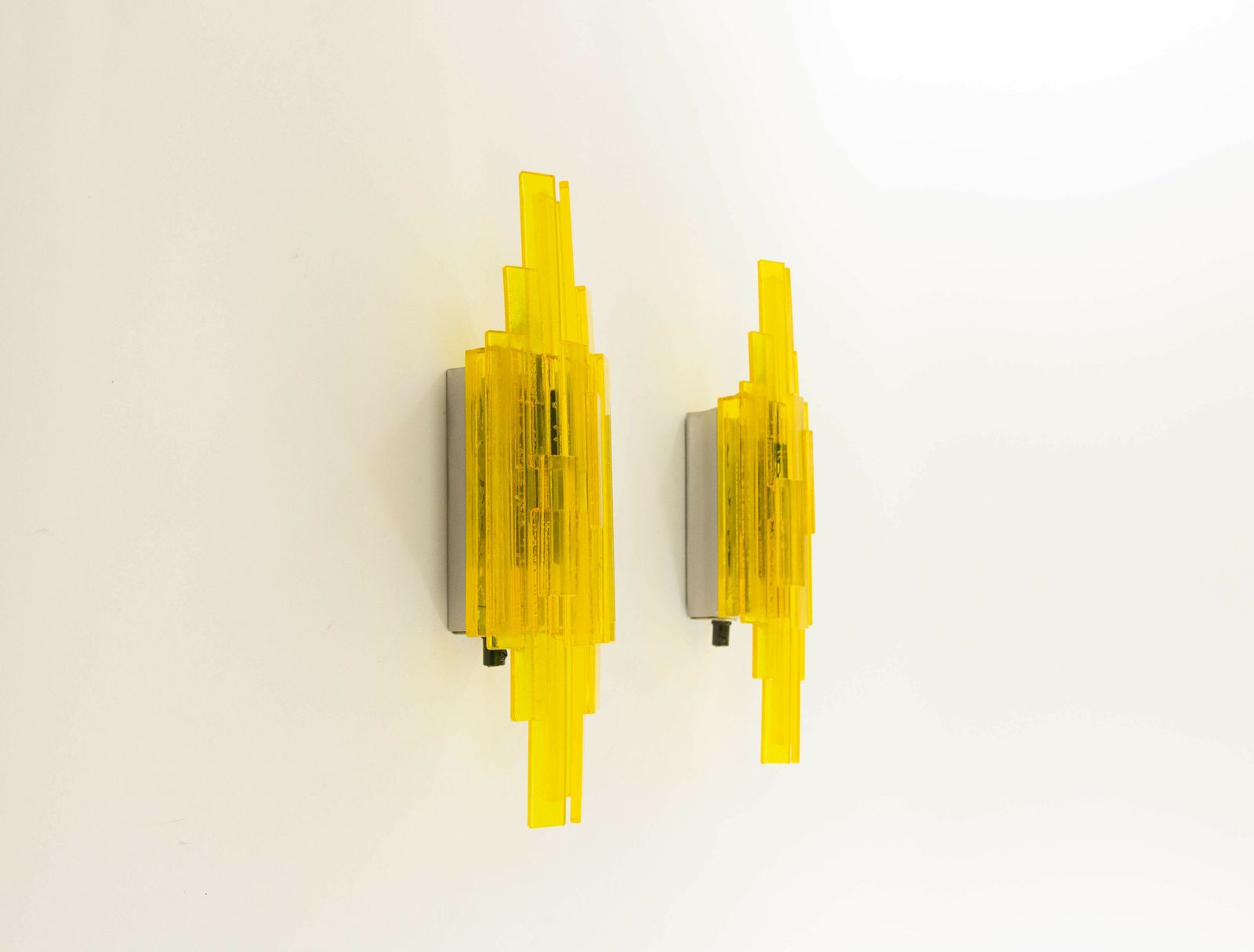 Pair Of Yellow Acrylic Wall Lamps By Claus Bolby For Cebo Industri, 1960s