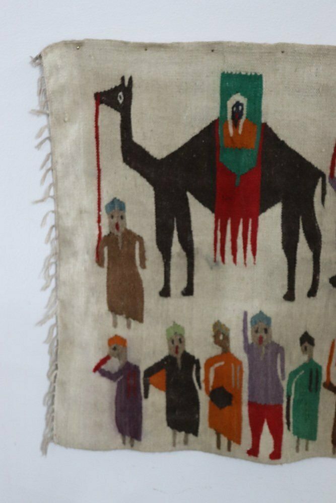 Handmade Israeli Wall Tapestry Or Wall Rug, 1930s photo vinterior