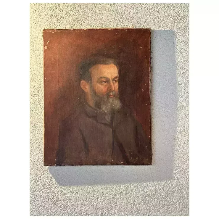 French Vintage Oil De La Boiderie Family photo buy