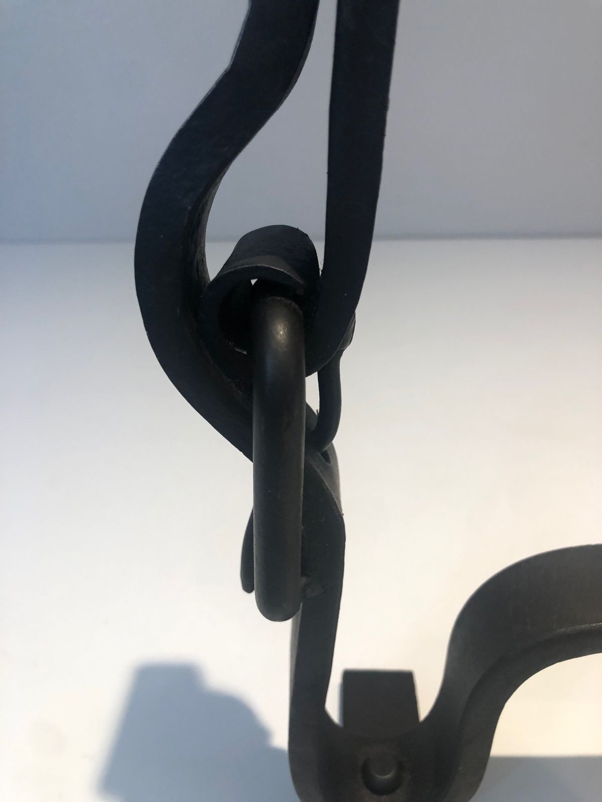 photo furniture Pair Of Wrought Iron Belt Andirons