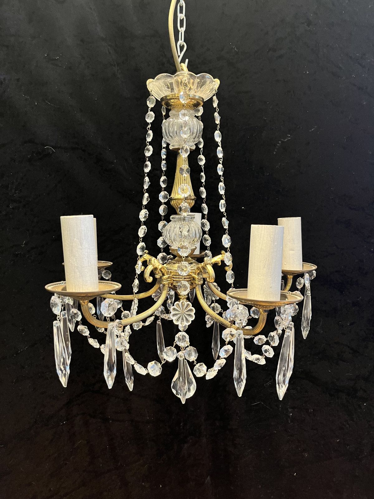A Pair Of French Five Light Antique Chandeliers. Cr675. £1350 photo furniture