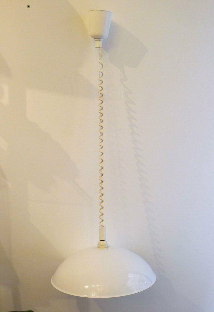Italian White Lacquered Metal Pendant, 1970s photo Lighting