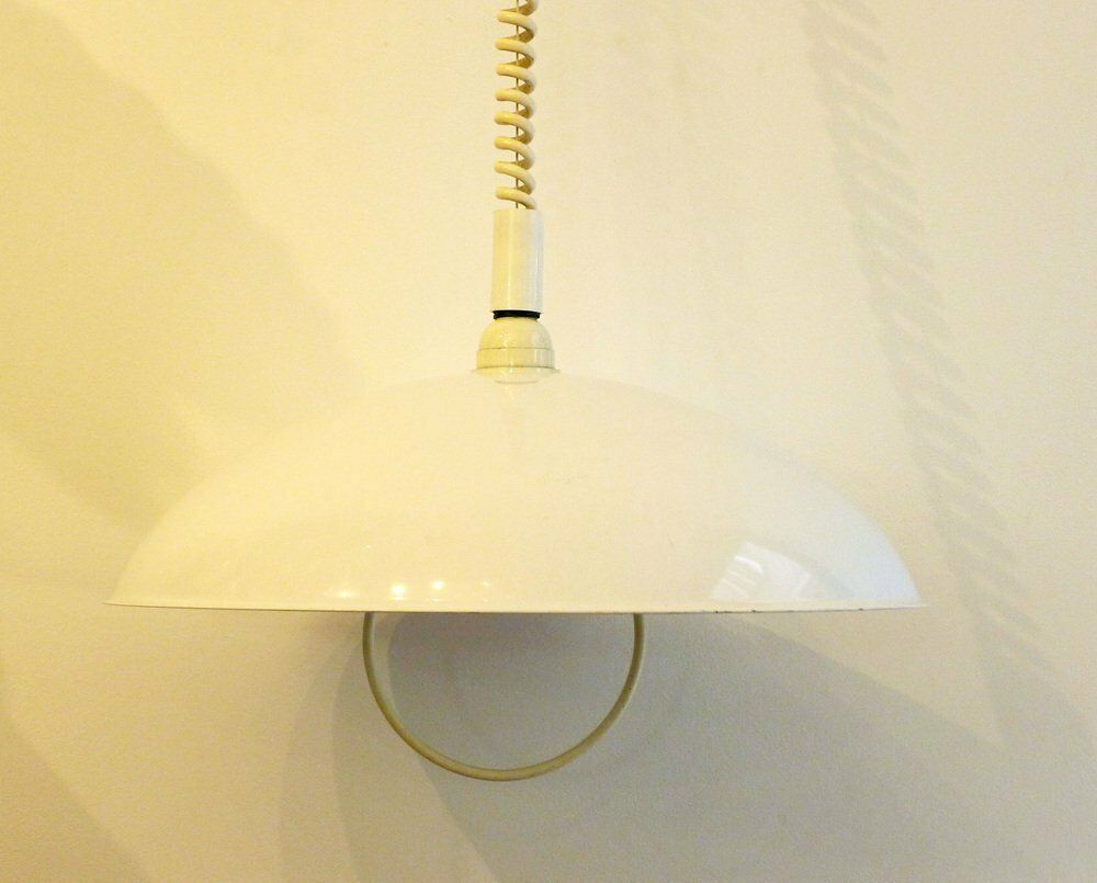 photo furniture Italian White Lacquered Metal Pendant, 1970s