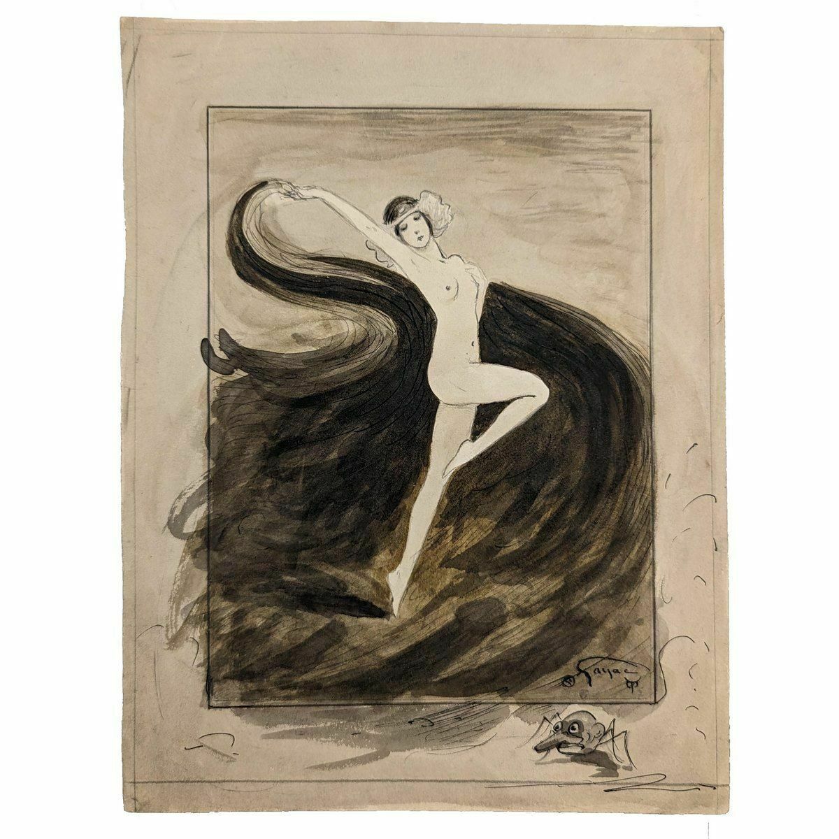Wash Drawing Illustrator Ernest Gayac (1870 1942)