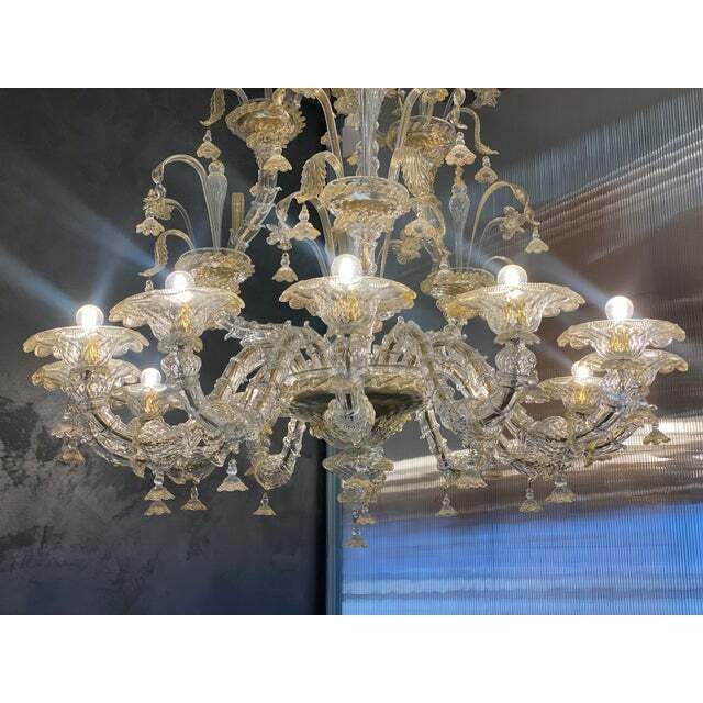 Contemporary Floral Venetian "Ca Rezzonico" Gold Murano Glass Chandelier photo furniture