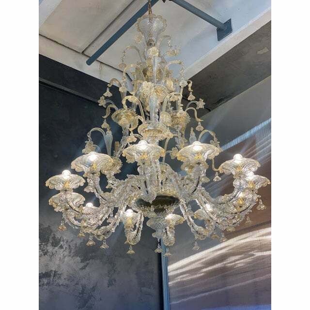 Contemporary Floral Venetian "Ca Rezzonico" Gold Murano Glass Chandelier photo vinterior