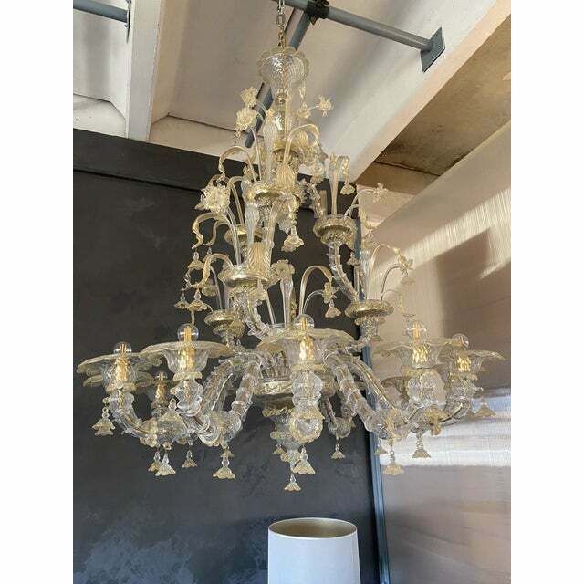 29760.0 Contemporary Floral Venetian "Ca Rezzonico" Gold Murano Glass Chandelier photo