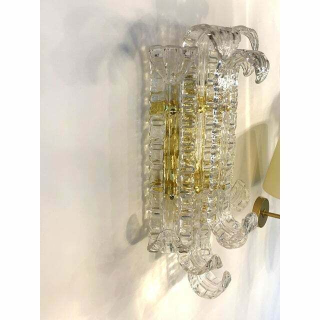 Contemporary Transparent "Lingue" Murano Glass Wall Lamp In Barovier Style photo Lighting