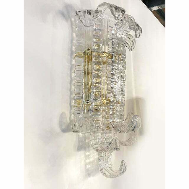photo for sale Contemporary Transparent "Lingue" Murano Glass Wall Lamp In Barovier Style