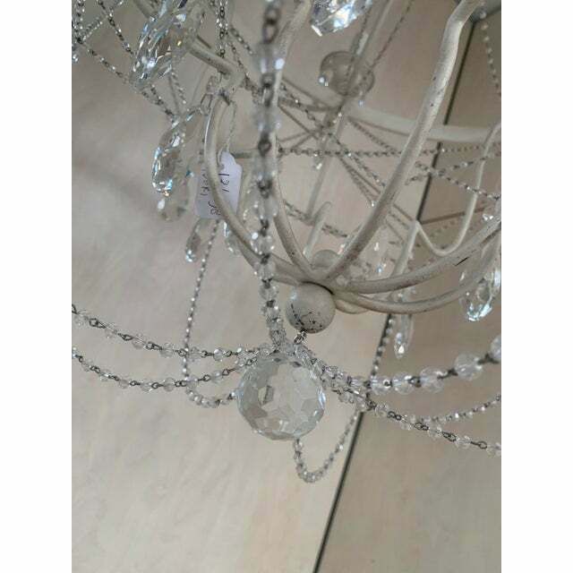 Contemporary Ivory Florentine Iron And Crystals Chandelier photo 6448.0