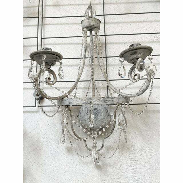 Contemporary Florentine Wrought Iron Wall Lamp With Crystals photo buy
