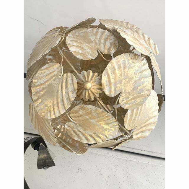 Contemporary Gold Leaf And White Leaves Sphere Suspension Pendant photo vinterior