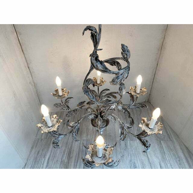 Contemporary Brunish Clay Florentine Wrought Iron Leafs Chandelier photo 6448.0