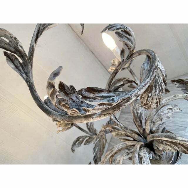 6448.0 Contemporary Brunish Clay Florentine Wrought Iron Leafs Chandelier photo