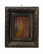 photo for sale Painting On Wood Of A Character In 19th Century Dress