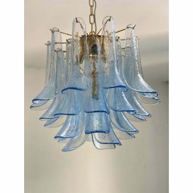 Contemporary Blue “Selle” Murano Glass Chandelier photo vintage