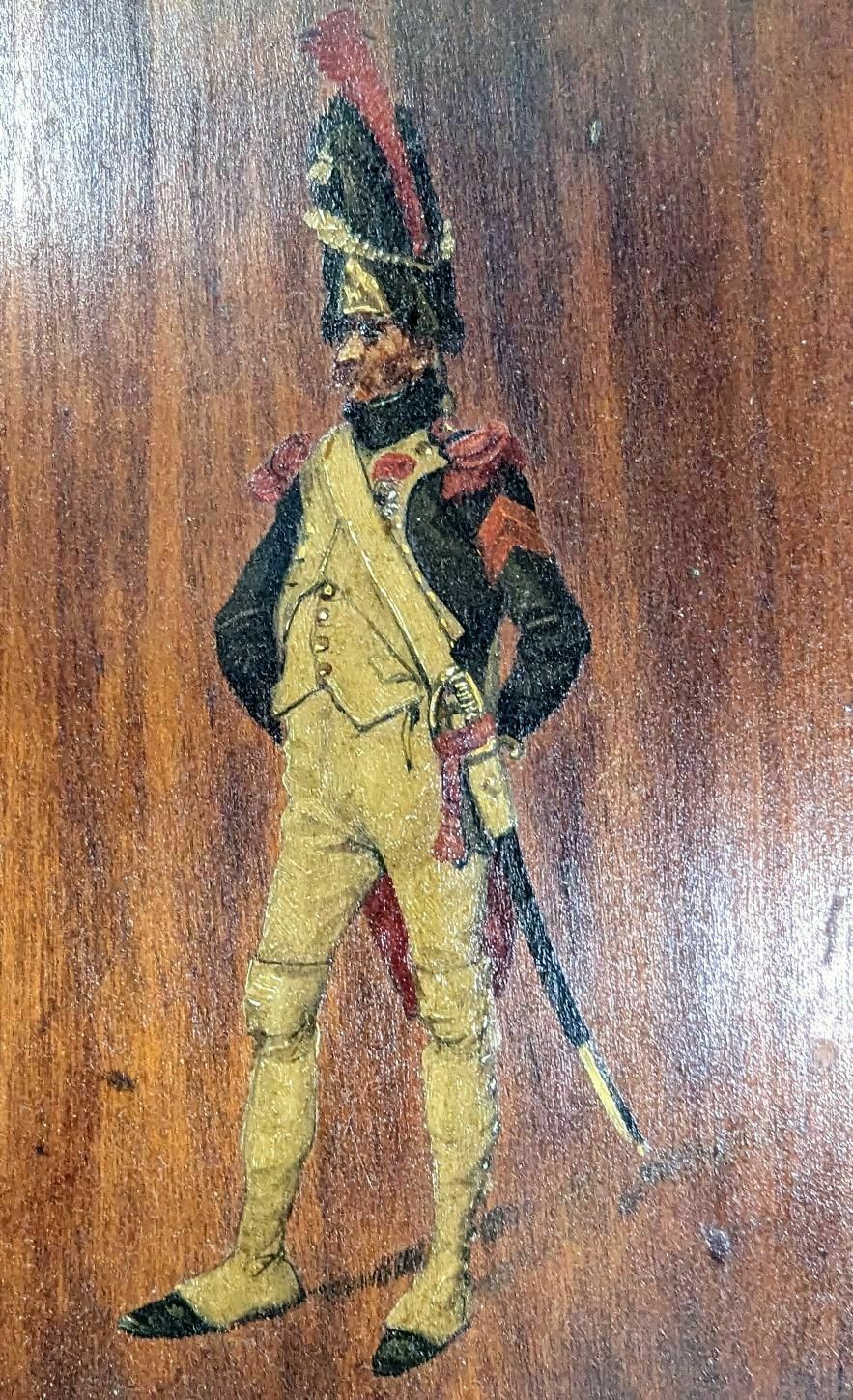 Painting On Wood Of A Character In 19th Century Dress photo furniture