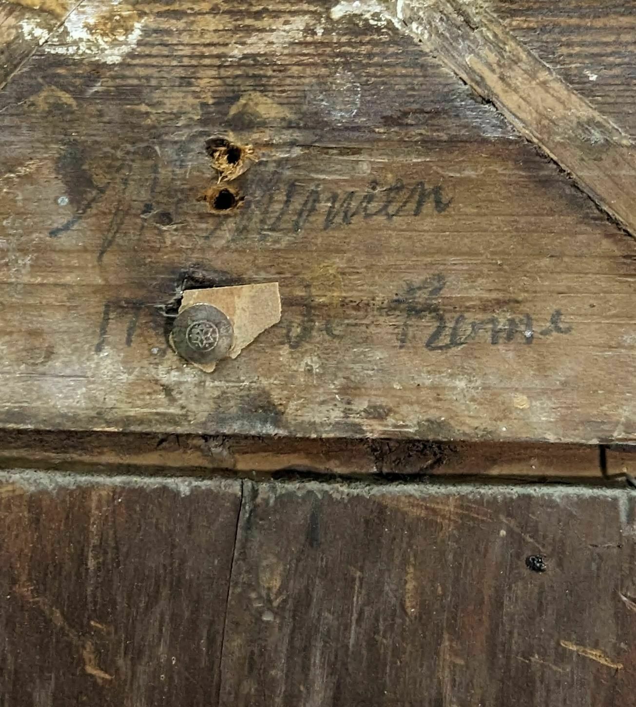 Painting On Wood Of A Character In 19th Century Dress photo vinterior