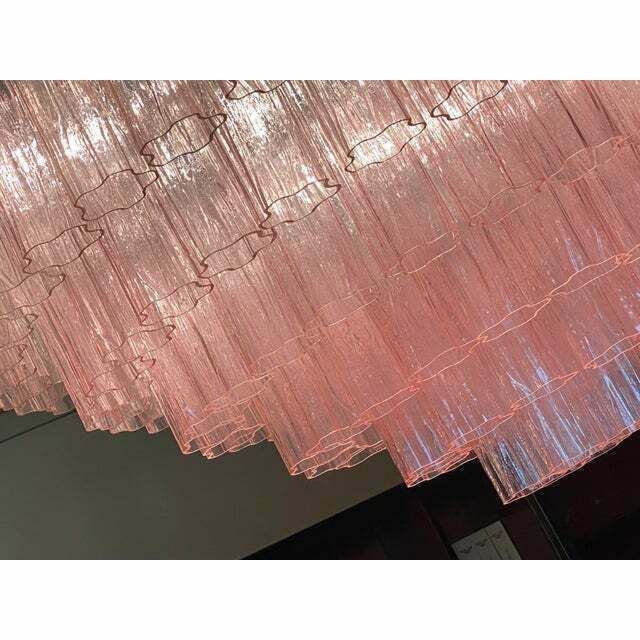 Contemporary Pink "Tronchi" Murano Glass Chandelier In Venini Style photo furniture