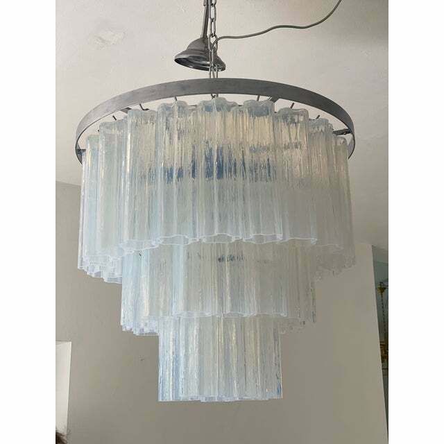 Contemporary Opalino Murano Glass "Tronchi" Chandelier photo Lighting