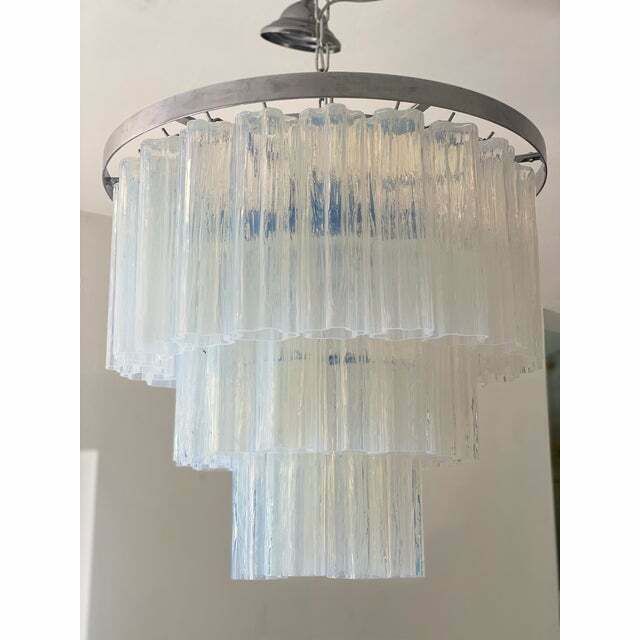 Contemporary Opalino Murano Glass "Tronchi" Chandelier photo vinterior