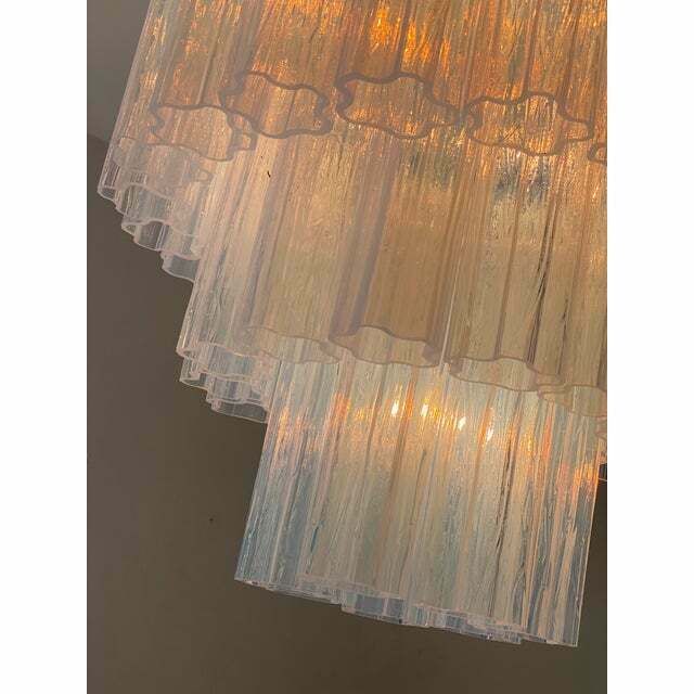 7192.0 Contemporary Opalino Murano Glass "Tronchi" Chandelier photo