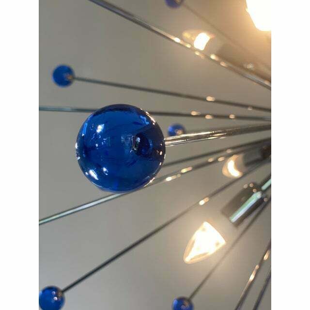 Contemporary Blue “Star” Murano Glass Sputnik Chandelier photo for sale