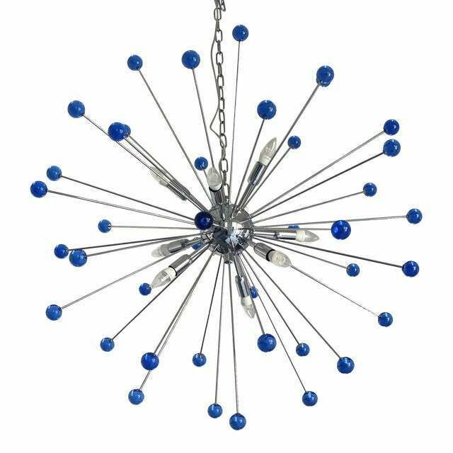 Lighting Contemporary Blue “Star” Murano Glass Sputnik Chandelier photo