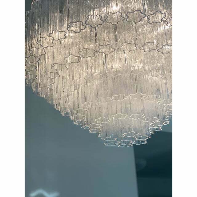 Contemporary Transparent "Tronchi" Murano Glass Chandelier In Venini Style photo vintage