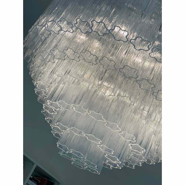 photo furniture Contemporary Transparent "Tronchi" Murano Glass Chandelier In Venini Style