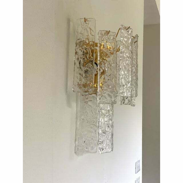 Pair Of Contemporary Hammered Strips ”Listelli” Murano Glass Wall Sconces photo 1919.52